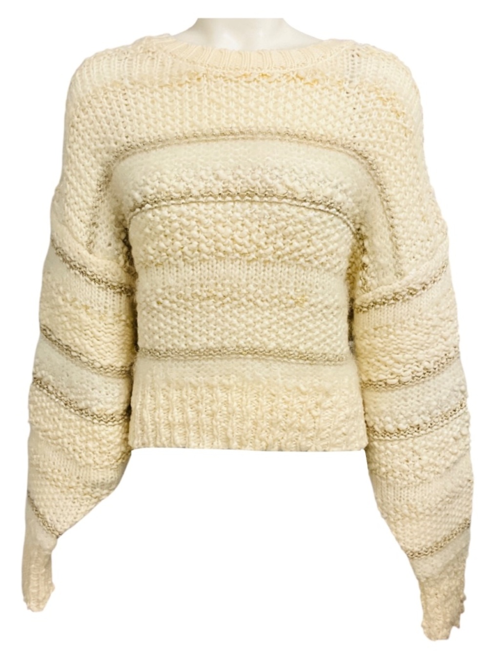 FRAME CREAM MULTI TEXTURED STRIPE SWEATER